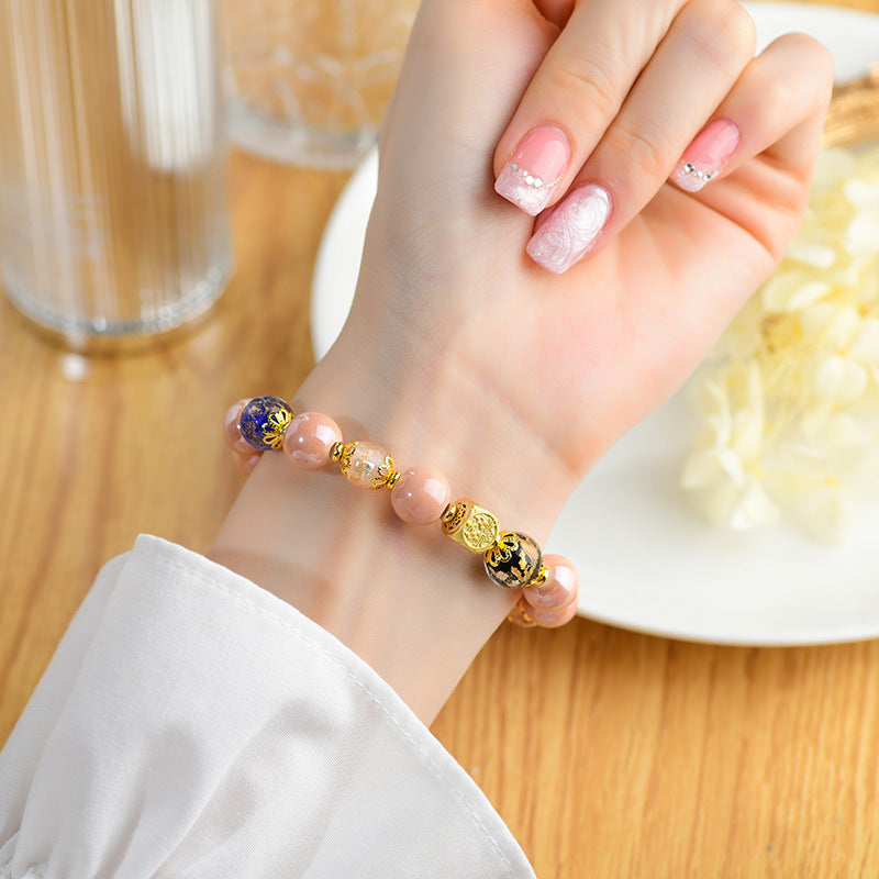 Fortune Jewel Tibetan Incense Ash Liuli Glass Bead Luck Protection Nine Tailed Fox Bracelet