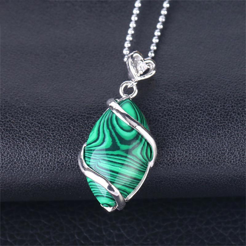 Fortune Jewel Marquise Pattern Natural Crystal Stone Charm Necklace Pendant