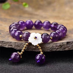 Fortune Jewel Natural Amethyst Crystal Flower Spiritual Healing Bracelet