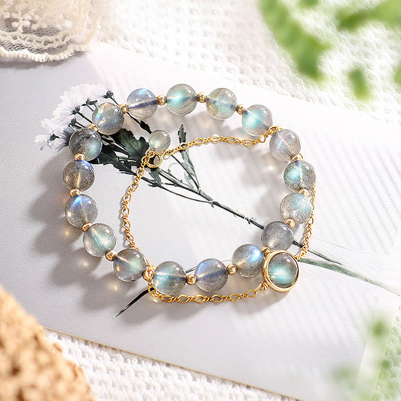 Fortune Jewel 14k Gold Plated Natural Moonstone Healing Love Bracelet