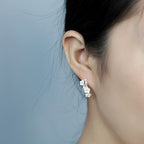 Fortune Jewel 925 Sterling Silver Plum Blossom Floral Blessing Earrings