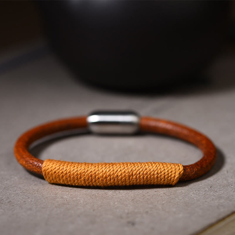 Fortune Jewel Tibetan Leather Handmade Five Elements Luck Braid String Buckle Bracelet