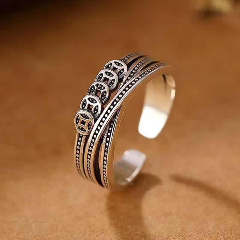 Fortune Jewel Copper Coin Wealth Luck Ring