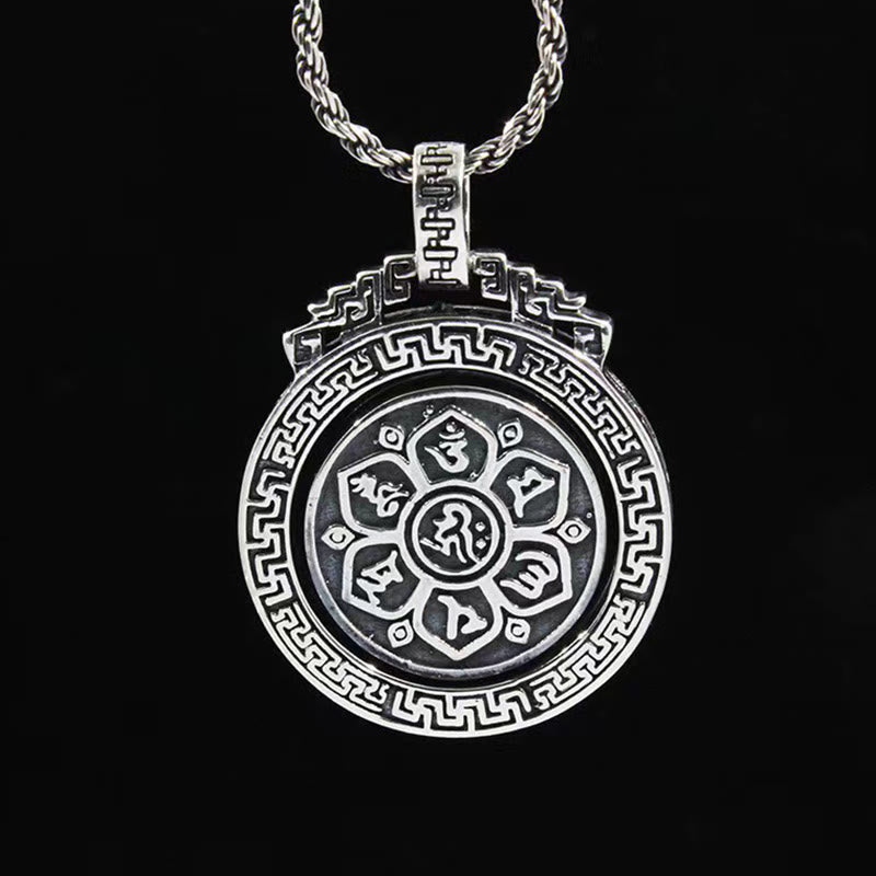 Fortune Jewel Tibetan Om Mani Padme Hum Double Dorje Vajra Rotatable Purity Peace Necklace Pendant