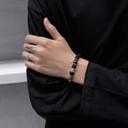 Fortune Jewel Natural Black Obsidian Tiger Eye Strength Fulfillment Bracelet
