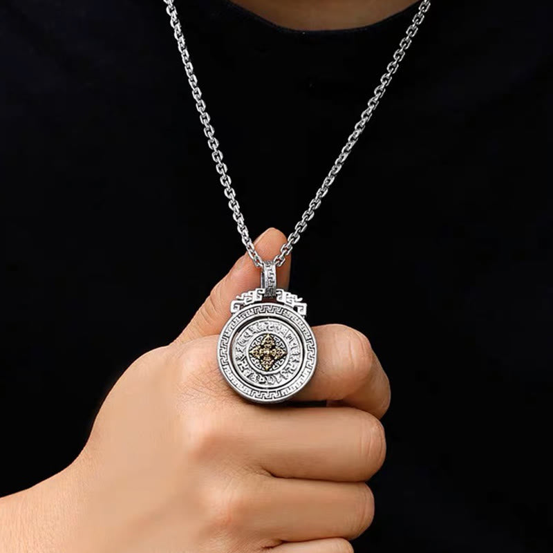 Fortune Jewel Tibetan Om Mani Padme Hum Double Dorje Vajra Rotatable Purity Peace Necklace Pendant