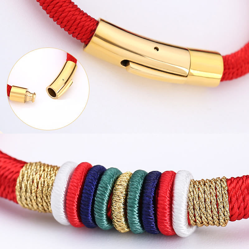 Fortune Jewel Tibetan Handmade Colorful King Kong Knot Five Elements Luck Braid String Bracelet