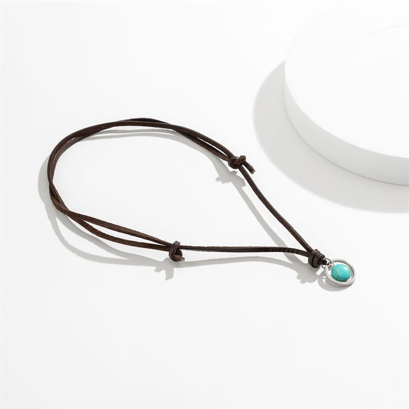 Fortune Jewel Round Turquoise Stone Protection Strength Necklace Pendant