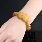 Natural Xinjiang Golden Silk Jade Pi Xiu Bracelet