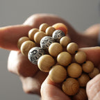 Fortune Jewel Tibet Peach Wood Lotus Cinnabar Bagua Yin Yang Luck Wealth Bracelet