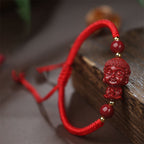 Fortune Jewel Chinese Zodiac Natal Buddha Cinnabar Amulet Blessing String Bracelet