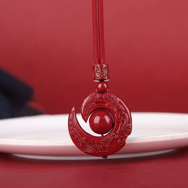 Fortune Jewel One's Luck Improves Design Patern Natural Cinnabar Concentration Necklace Pendant