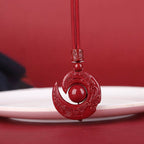 Fortune Jewel One's Luck Improves Design Patern Natural Cinnabar Concentration Necklace Pendant