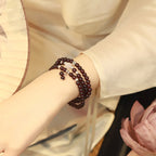 Fortune Jewel 925 Sterling Silver Natural Garnet Cat Eye Protection Triple Wrap Bracelet