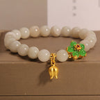 Fortune Jewel Natural Jade Green Flower Lily Of The Valley Luck Bracelet
