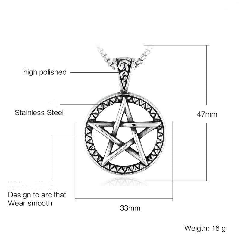 Fortune Jewel Pentagram Titanium Steel Balance Necklace Pendant