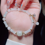 Fortune Jewel Tianshan White Jade Bamboo Pattern Luck Blessing Bracelet