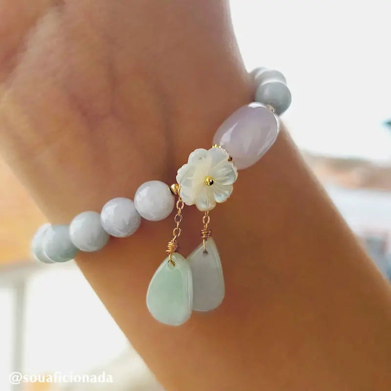 Fortune Jewel "Hoping for Purity and Peace"Natural White Jade Bracelet Includes Gift Message Card Fortune Jewel