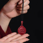 Fortune Jewel Year of the Dragon Natural Cinnabar Dragon Protection Necklace Pendant