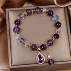 Fortune Jewel Natural Amethyst Zircon Love Heart Healing Soul Charm Bracelet