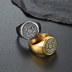 Fortune Jewel 12 Constellations of the Zodiac Star of David Protection Ring