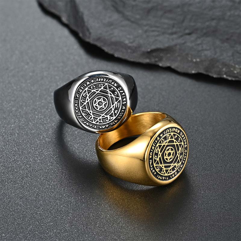 Fortune Jewel 12 Constellations of the Zodiac Star of David Protection Ring
