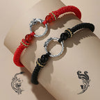 Fortune Jewel Handmade 925 Sterling Silver Year of the Dragon Phoenix Peace Buckle Luck Couple Bracelet