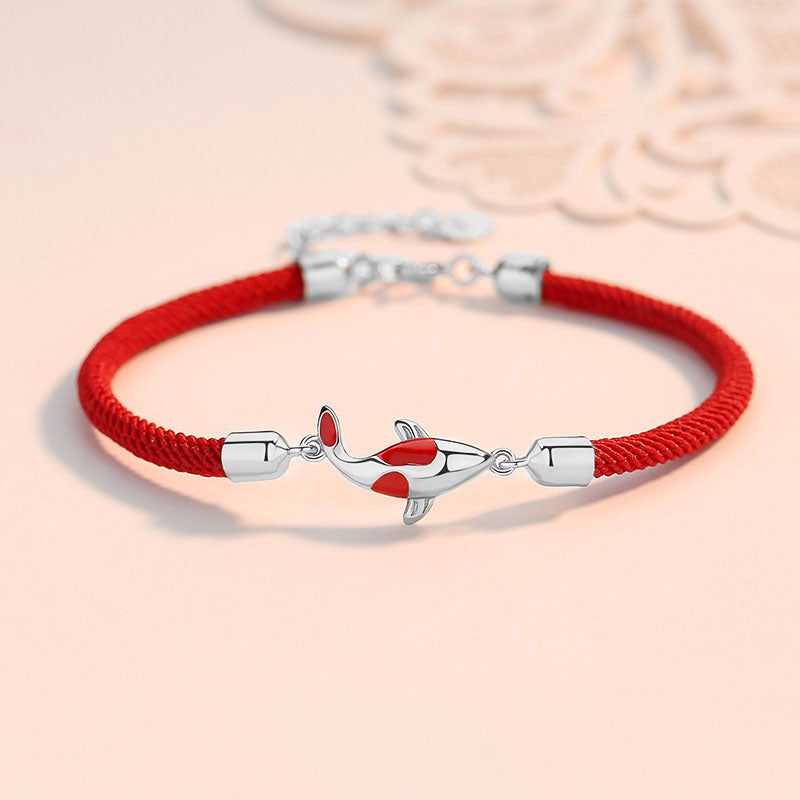 Fortune Jewel Koi Fish Luck Wealth Braided Chain Couple Bracelet