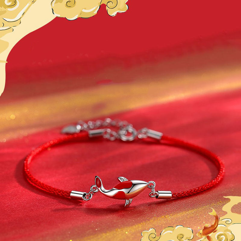 Fortune Jewel Koi Fish Luck Wealth Braided Chain Couple Bracelet