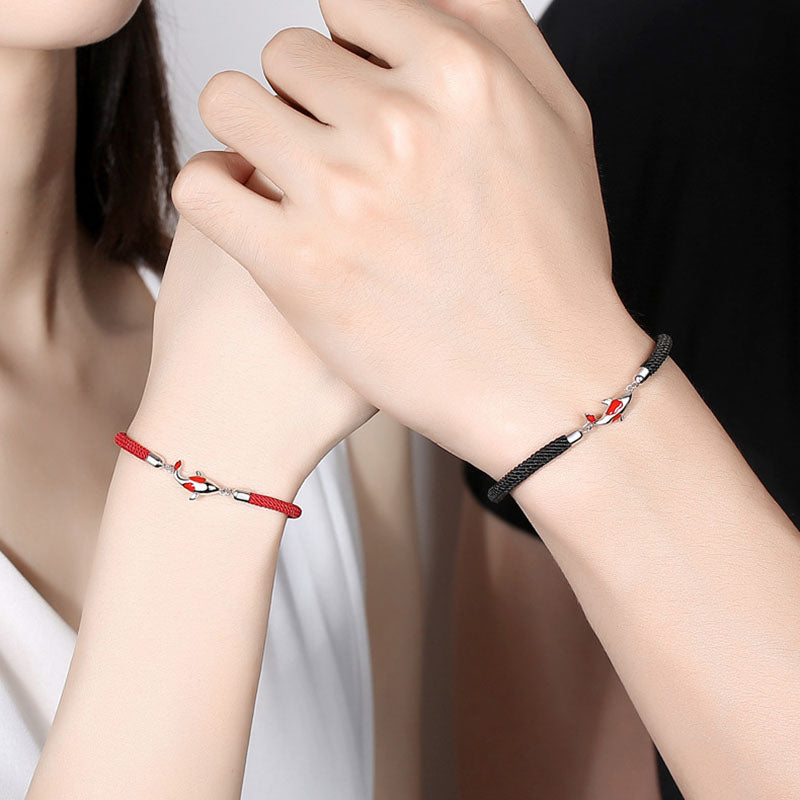 Fortune Jewel Koi Fish Luck Wealth Braided Chain Couple Bracelet