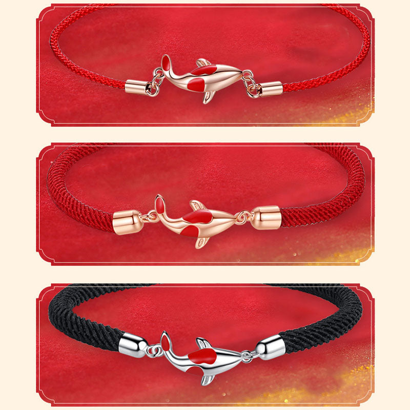 Fortune Jewel Koi Fish Luck Wealth Braided Chain Couple Bracelet