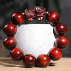 Fortune Jewel Small Leaf Red Sandalwood PiXiu Protection Bracelet