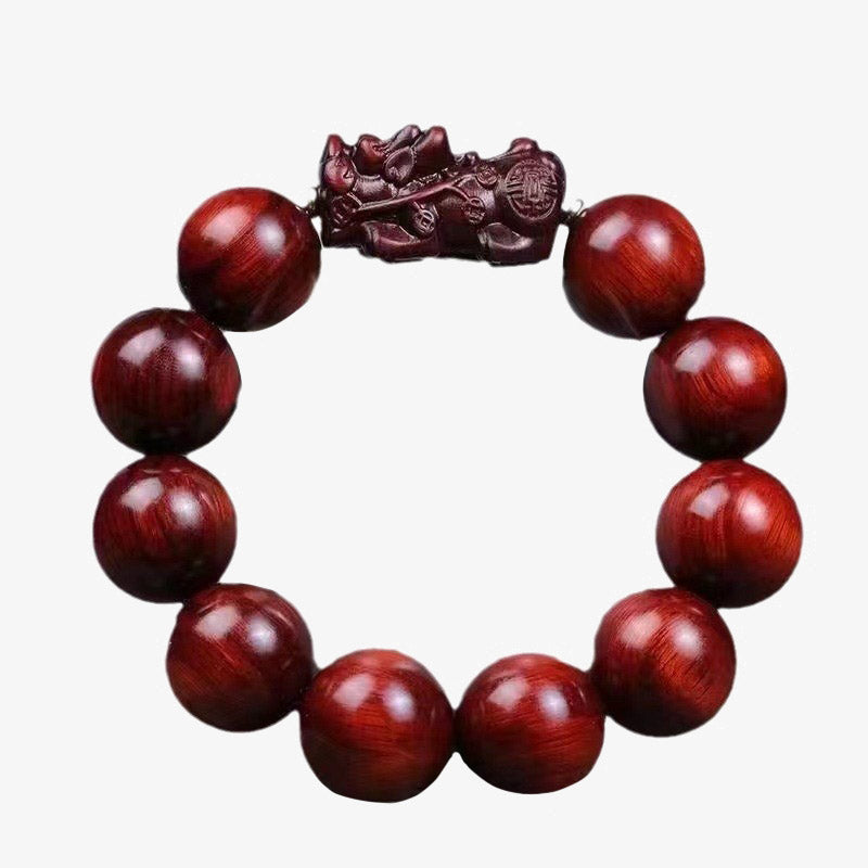 Fortune Jewel Small Leaf Red Sandalwood PiXiu Protection Bracelet