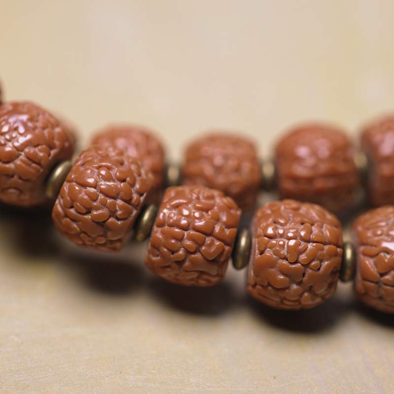 Fortune Jewel 108 Mala Rudraksha Beads Bodhi Seed Dzi Bead Luck Auspiciousness Tassel Bracelet