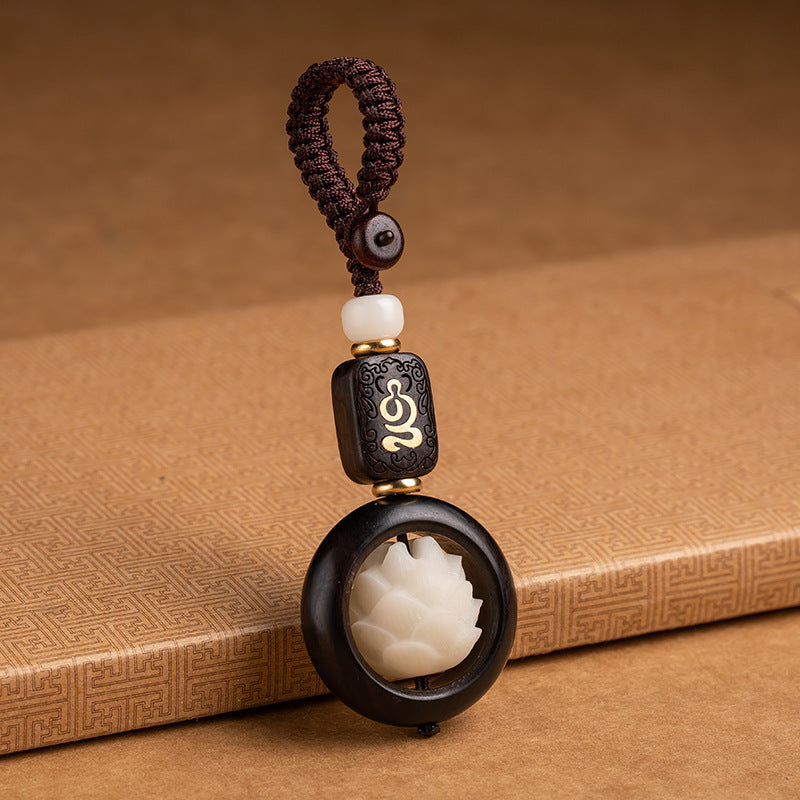 Fortune Jewel Ebony Wood Bodhi Seed Lotus Enlightenment Key Chain Decoration Fortune Jewel