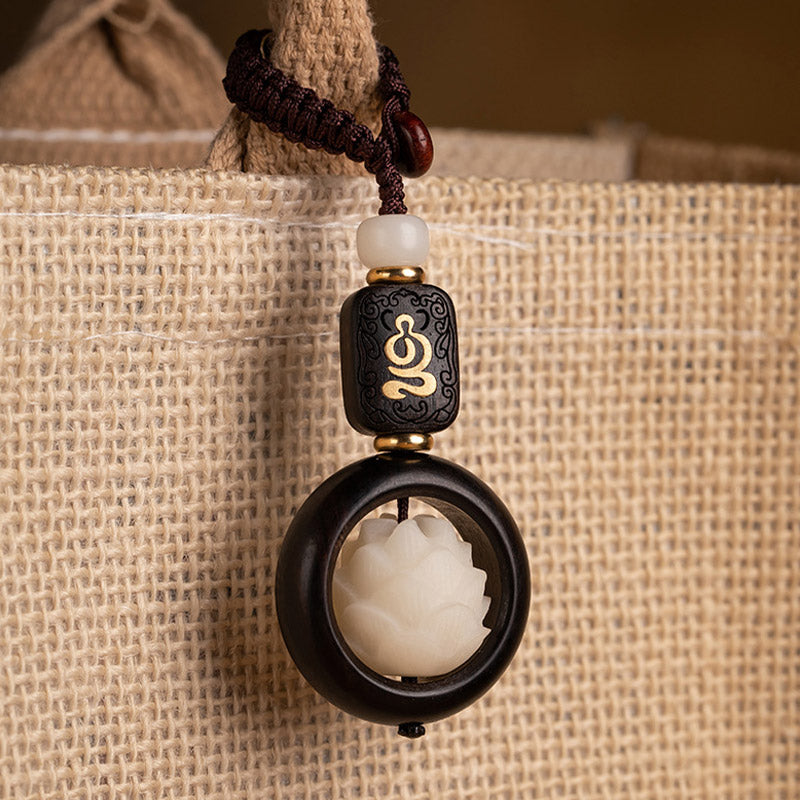 Fortune Jewel Ebony Wood Bodhi Seed Lotus Enlightenment Key Chain Decoration Fortune Jewel