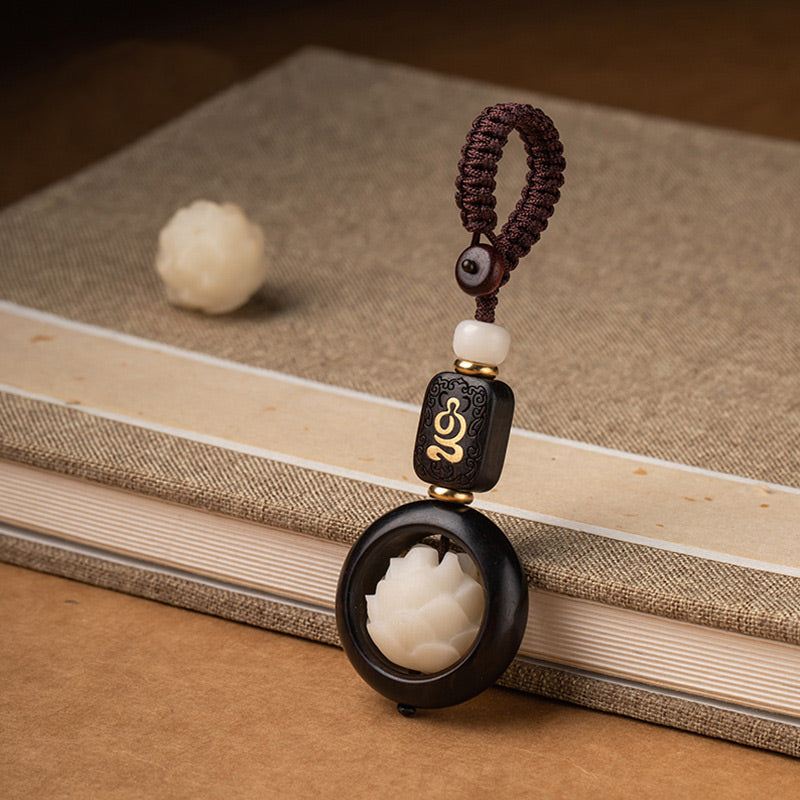 Fortune Jewel Ebony Wood Bodhi Seed Lotus Enlightenment Key Chain Decoration Fortune Jewel