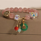 Buddha Stones "Sending Love and Harmony"Strawberry Quartz Bracelet Includes Gift Message Card Fortune Jewel