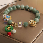 Fortune Jewel Strawberry Quartz Jade Fu Character Charm Healing Bracelet