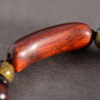 Fortune Jewel Small Leaf Red Sandalwood Om Mani Padme Hum Engraved Protection Bracelet