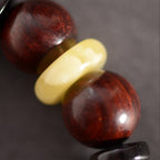 Fortune Jewel Small Leaf Red Sandalwood Om Mani Padme Hum Engraved Protection Bracelet