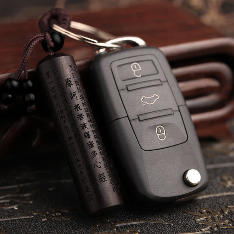 Fortune Jewel Tibet Ebony Heart Sutra Peace Key Chain