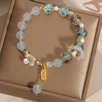 Fortune Jewel Natural Blue Crystal Amethyst Chalcedony Flower Healing Bracelet