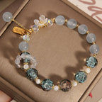 Fortune Jewel Natural Blue Crystal Amethyst Chalcedony Flower Healing Bracelet