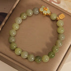 Fortune Jewel "Hoping for Peace and Blooming Joy" Green Jade Bracelet Includes Gift Message Card Fortune Jewel