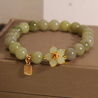 Fortune Jewel "Hoping for Peace and Blooming Joy" Green Jade Bracelet Includes Gift Message Card Fortune Jewel
