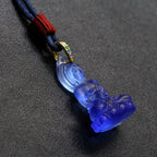 Fortune Jewel Blue Tathagata Buddha Medicine Buddha Liuli Crystal Serenity Amulet Necklace Pendant Fortune Jewel