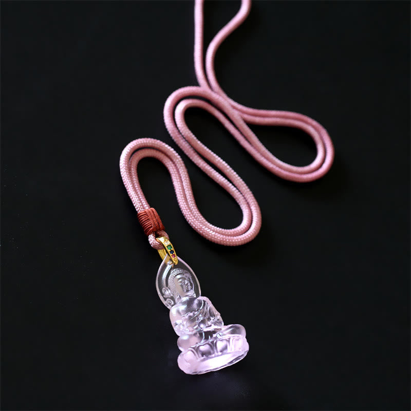 Fortune Jewel Blue Tathagata Buddha Medicine Buddha Liuli Crystal Serenity Amulet Necklace Pendant Fortune Jewel
