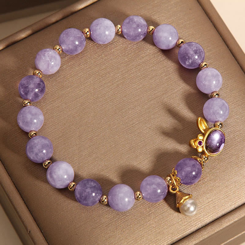 Fortune Jewel Natural Purple Quartzite Rabbit Happiness Bracelet