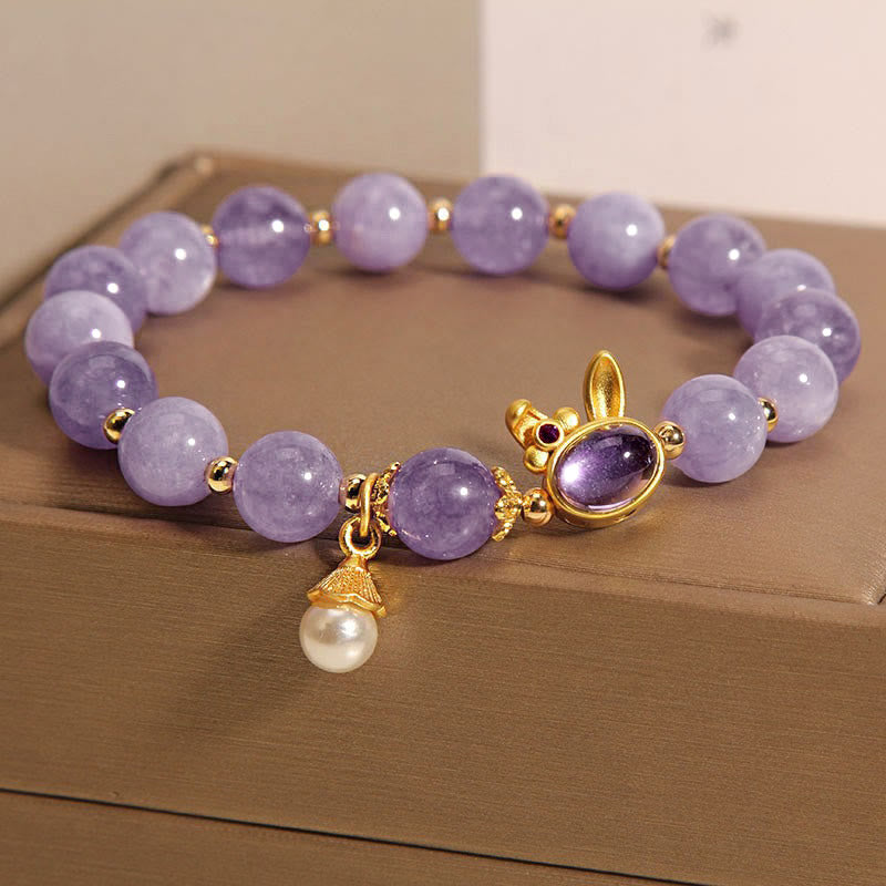 Fortune Jewel Natural Purple Quartzite Rabbit Happiness Bracelet